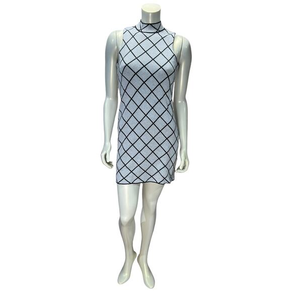 ROMEO & JULIET COUTURE Diamond Grid Mock Neck Bodycon Mini Dress - Size M - Picture 11 of 11